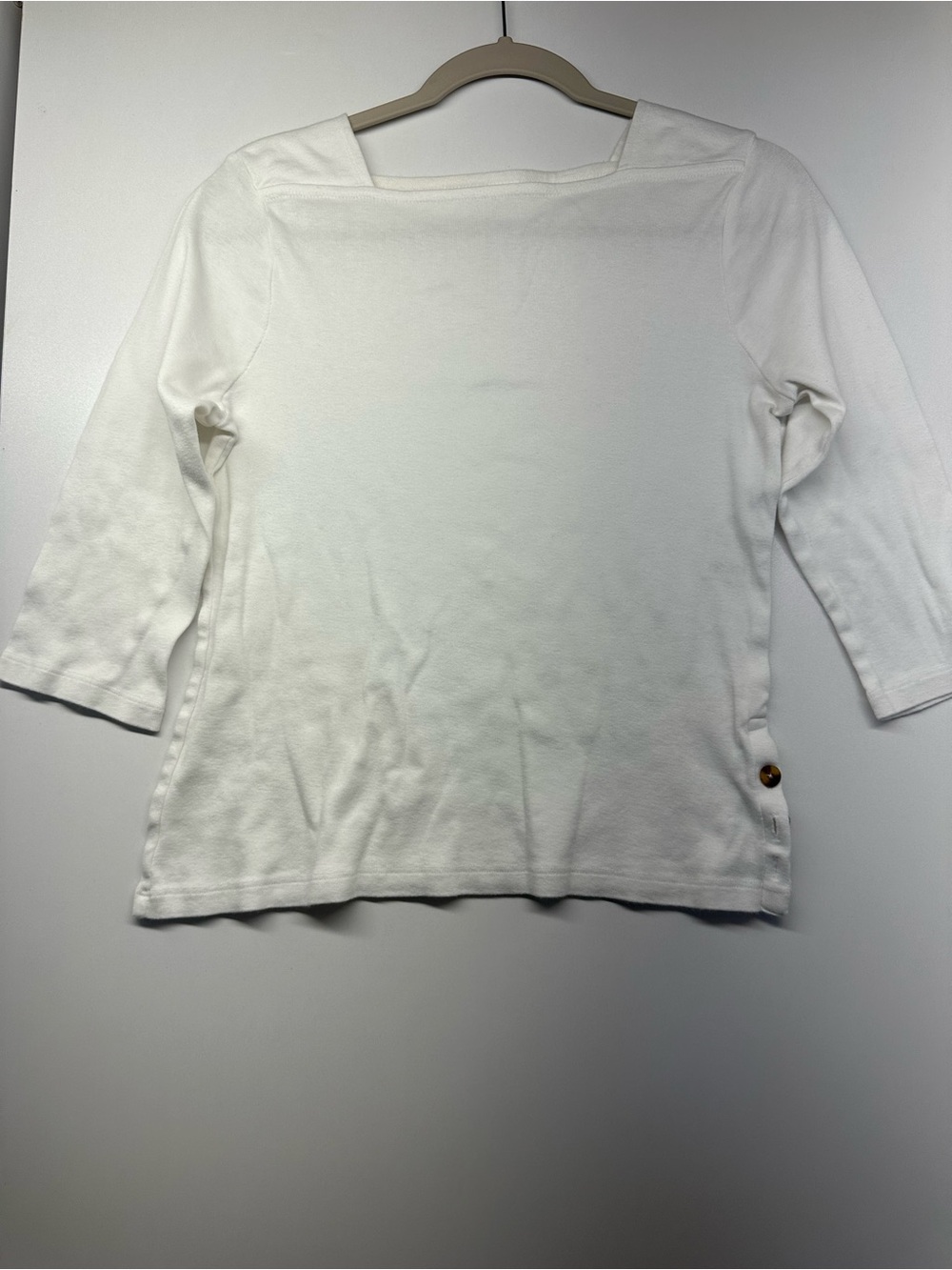 Chico's White Square Neck Long Sleeve Tee